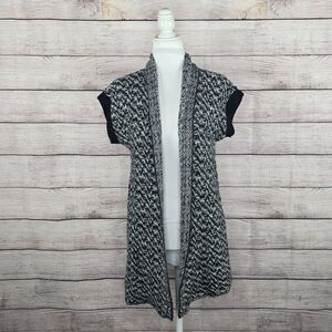 Christopher & Banks Open Front Knit Short Sleeve Cozy Cardigan Sweater Small